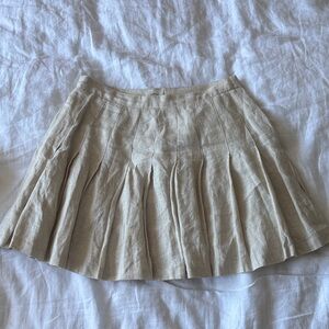 Wilfred Cream Pleated Linen Mini Skirt